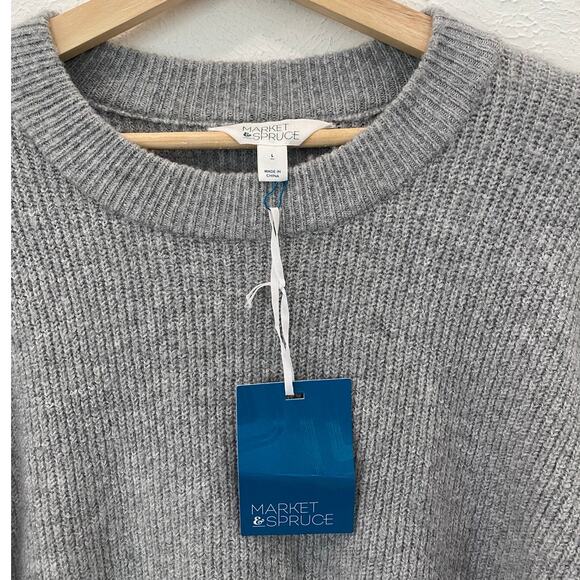 Market & Spruce Grey Knit Sweater Size Large NEW - Picture 3 of 4